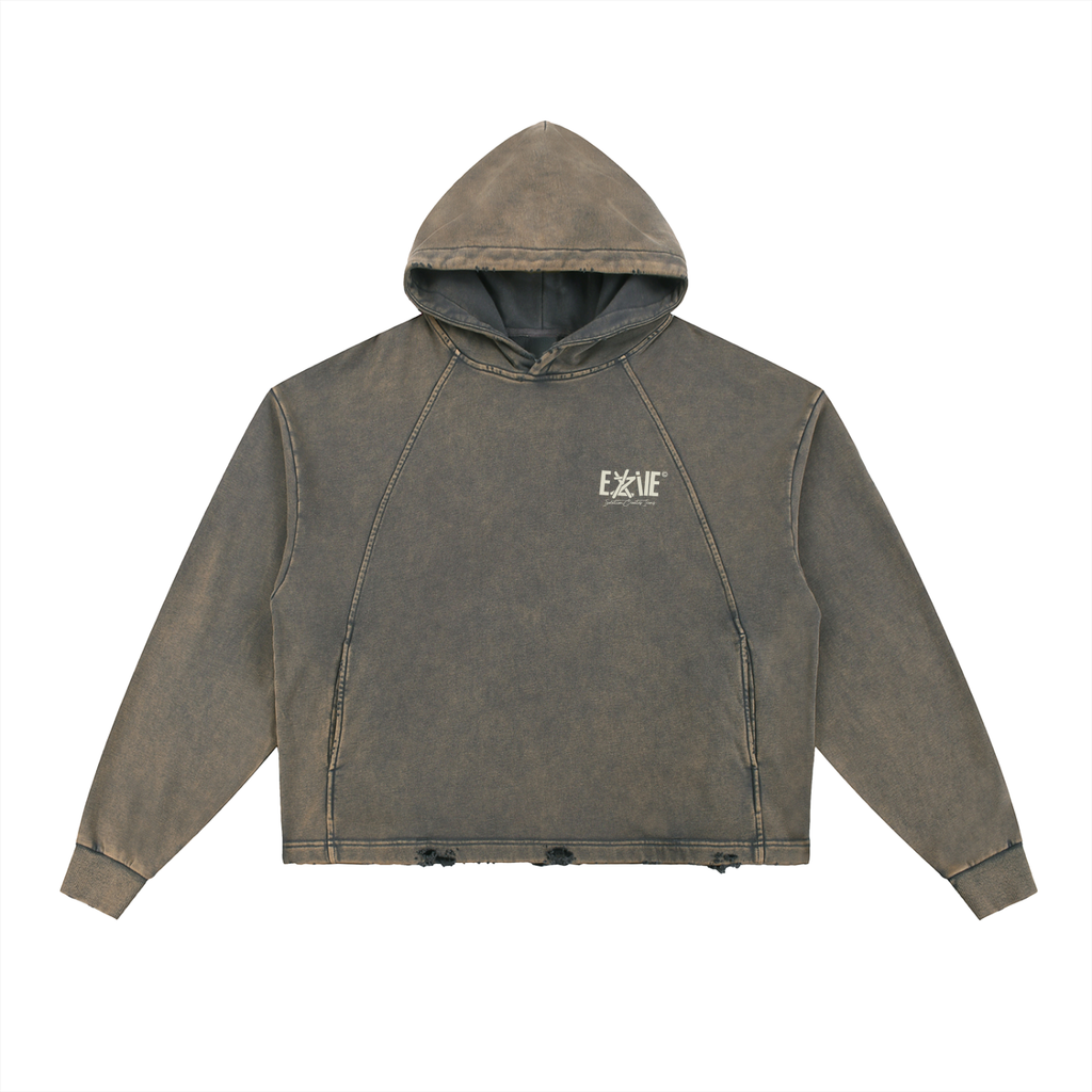Vintage Washed Frayed-Hem Hoodie