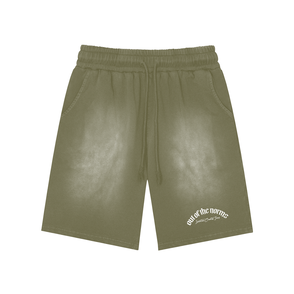 Rectangle Patch Monkey Washed Shorts