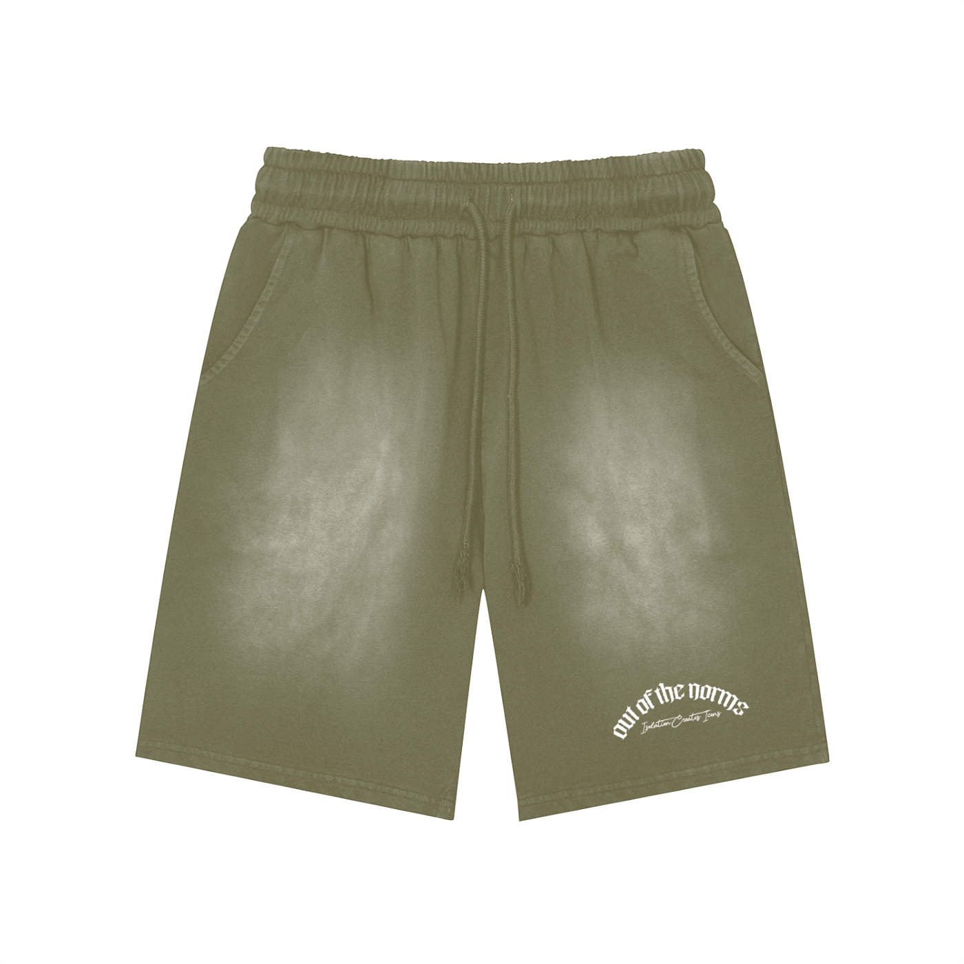 Rectangle Patch Monkey Washed Shorts