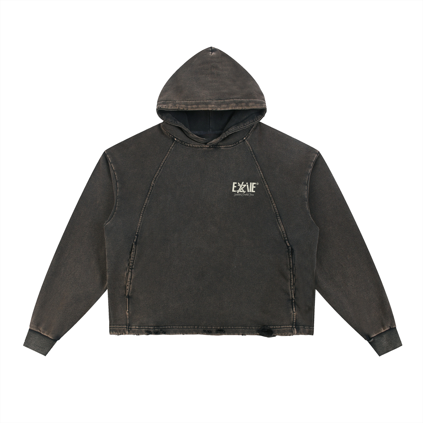 Vintage Washed Frayed-Hem Hoodie